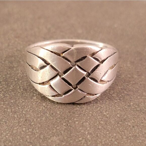 Retired James Avery Sterling Wide Woven Ring - Picture 3 of 8